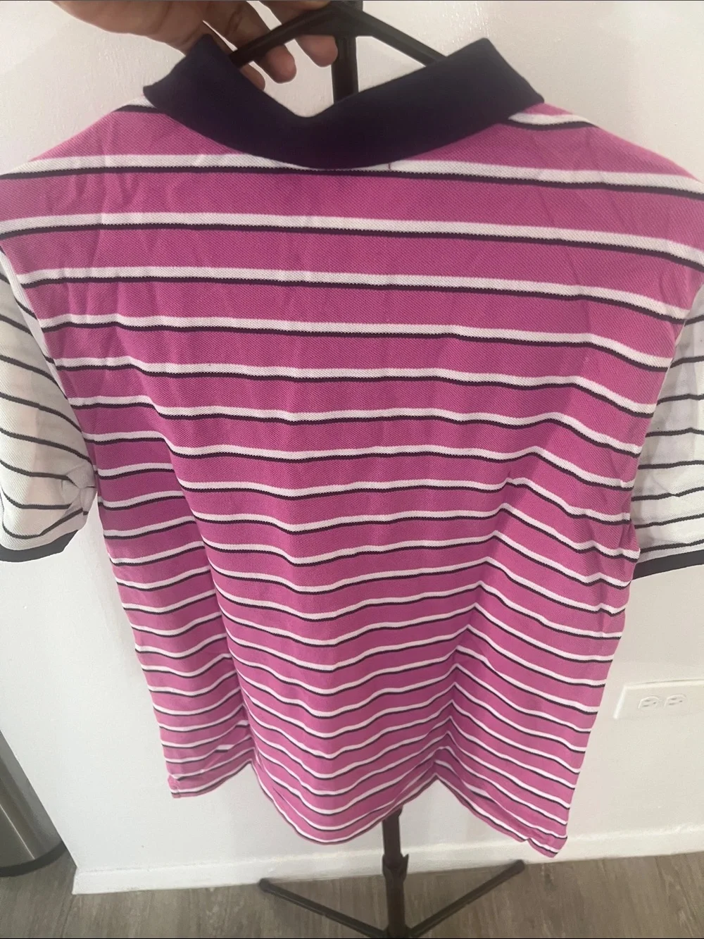 Polo by Ralph Lauren Men's Magenta Striped Polo with Crest